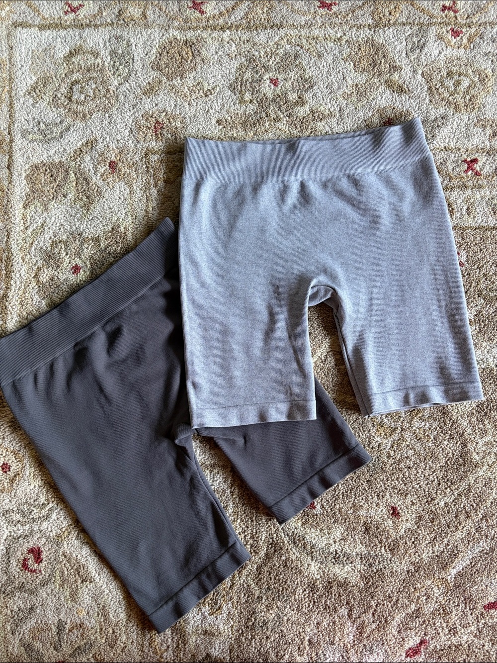 2 Pair Free People Intimately Seamless Ribbed Stretch Biker Shorts Gray Charcoal